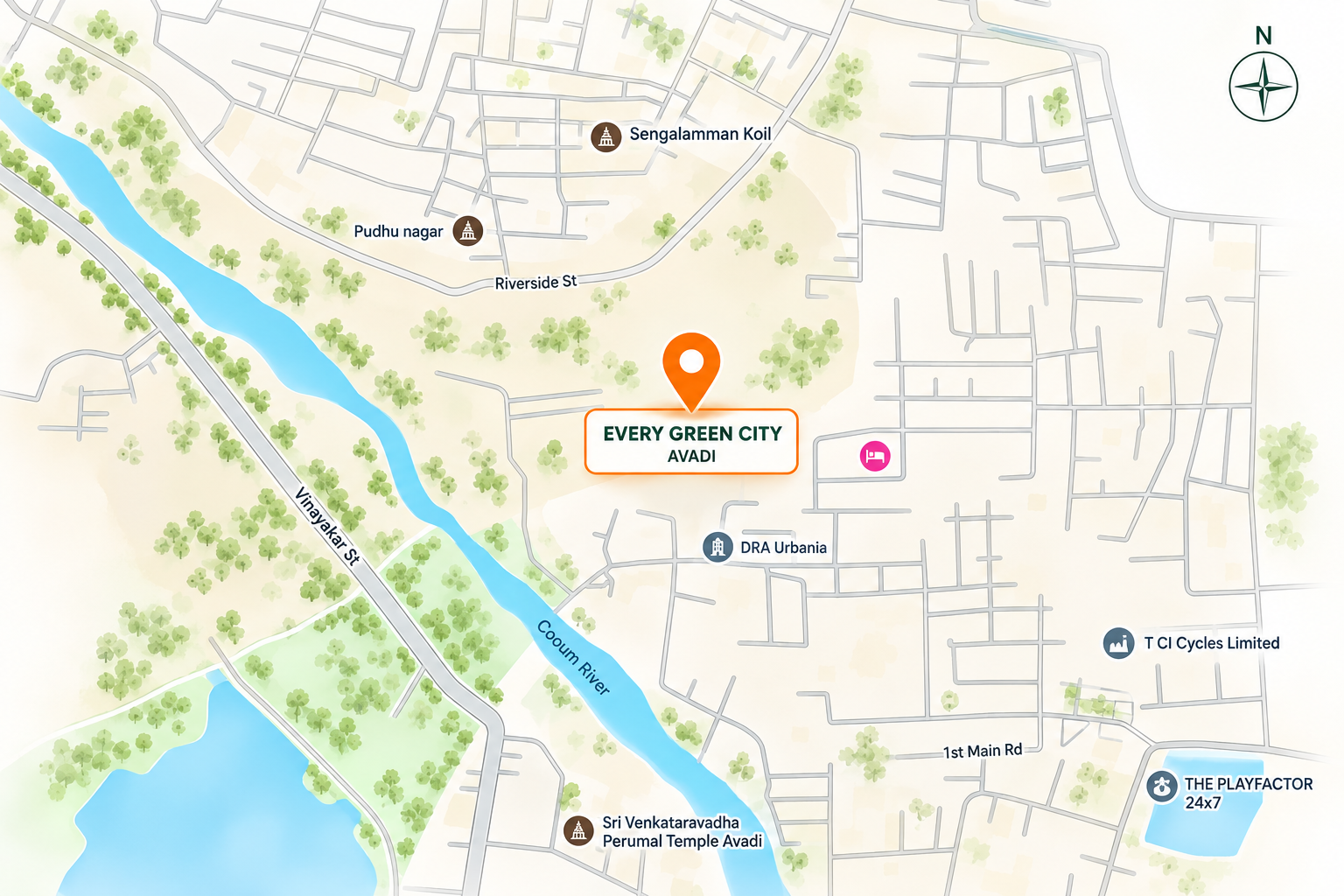 Ever Green City location map at Paruthipattu, Avadi